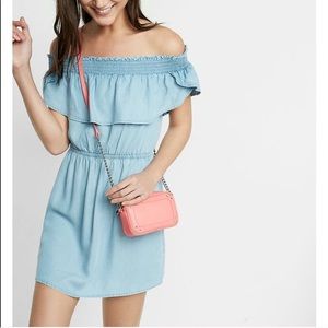 Express off the shoulder denim dress